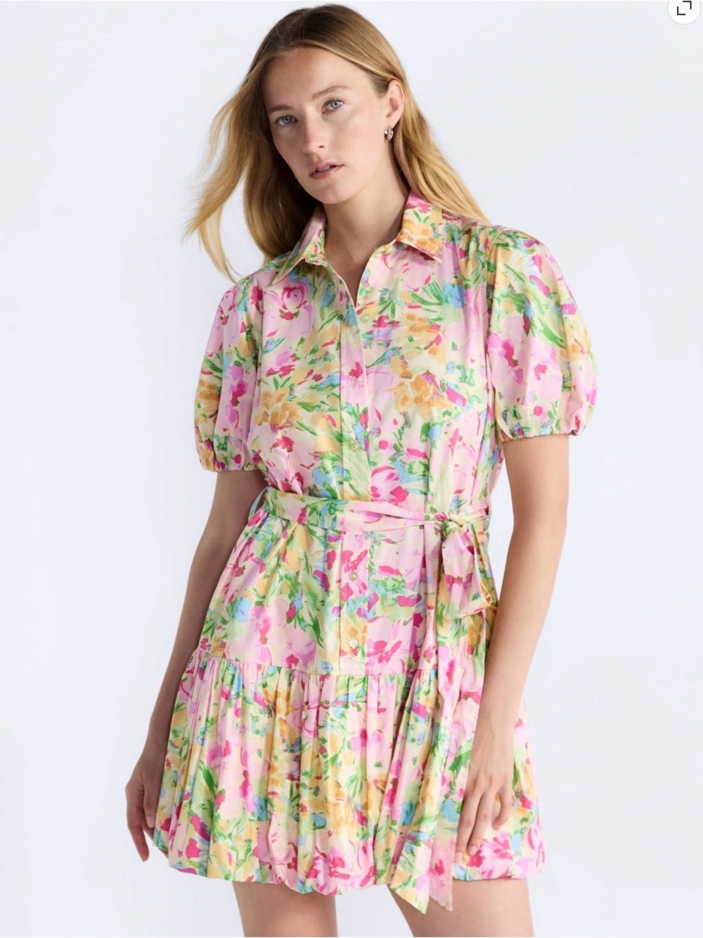 Free Assembly Women’s Cotton Mini Dress W/ Puff Sleeves